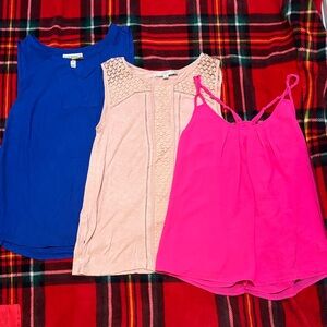 Bundle blouse size small Blue, Pink, and Cream Sleeveless Tops